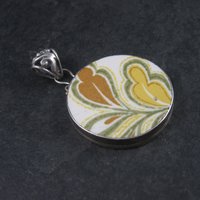 Vintage Sterling Yellow Pottery Pendant Necklace