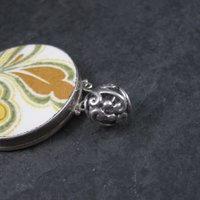 Vintage Sterling Yellow Pottery Pendant Necklace