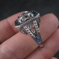 Chunky Handset 1.25 Carat Cubic Zirconia Blue Diamond Cocktail Halo Ring Size 9