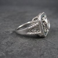 Chunky Handset 1.25 Carat Cubic Zirconia Blue Diamond Cocktail Halo Ring Size 9