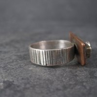 Vintage Modernist Sterling Copper Peridot Ring Size 7