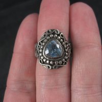 Vintage Balinese Sterling Topaz Ring Size 5