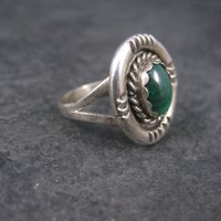 Vintage Malachite Ring Navajo Sterling Size 6