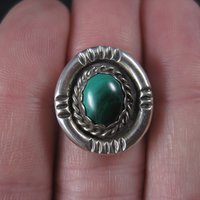 Vintage Malachite Ring Navajo Sterling Size 6