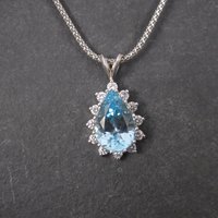 Vintage 14K Topaz Diamond Necklace