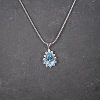 Vintage 14K Topaz Diamond Necklace