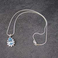 Vintage 14K Topaz Diamond Necklace