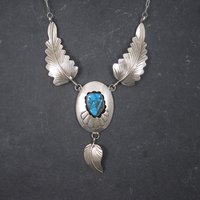 Vintage Navajo Shadowbox Feather Necklace Arnold Maloney