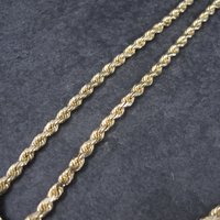 Vintage 14K 3.5mm Rope Chain Necklace 29 Inches 34.3 Grams