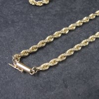 Vintage 14K 3.5mm Rope Chain Necklace 29 Inches 34.3 Grams