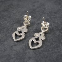 Estate Sterling CZ Heart Earrings