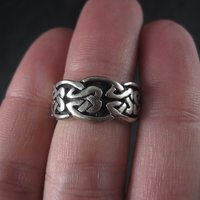 Wide Vintage 90s Sterling Celtic Band Ring Size 5