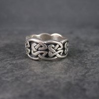 Wide Vintage 90s Sterling Celtic Band Ring Size 5