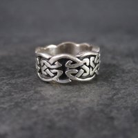 Wide Vintage 90s Sterling Celtic Band Ring Size 5