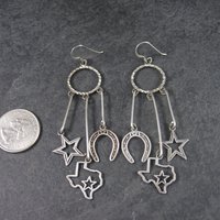 Vintage Sterling Texan Cowgirl Earrings