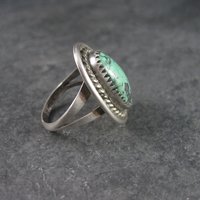 Vintage Sterling Navajo Green Turquoise Ring Size 6.5 Sarah Watson