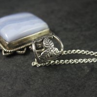 Vintage 90s Sterling Blue Banded Agate Pendant