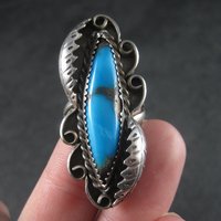 Large Vintage Navajo Turquoise Ring Size 8 Abel Toledo