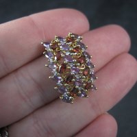 Estate 10K Amethyst Garnet Pendant Yellow Gold