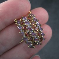 Estate 10K Amethyst Garnet Pendant Yellow Gold