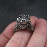 Vintage Sterling Lion Head Ring Size 10.5