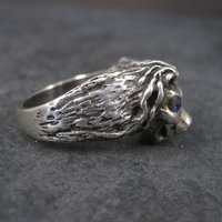 Vintage Sterling Lion Head Ring Size 10.5