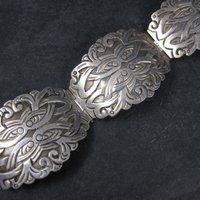 Ornate Vintage Mexican Sterling Panel Bracelet 7 Inches Ruiz