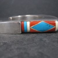 Vintage Native American Inlay Cuff Bracelet 7 Inches