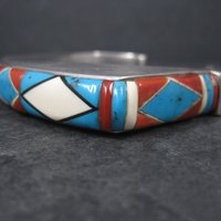 Vintage Native American Inlay Cuff Bracelet 7 Inches