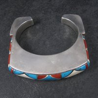 Vintage Native American Inlay Cuff Bracelet 7 Inches