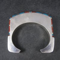 Vintage Native American Inlay Cuff Bracelet 7 Inches