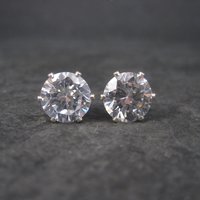 April Birthstone Cz Sterling Stud Earrings 8 mm