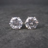 April Birthstone Cz Sterling Stud Earrings 8 mm
