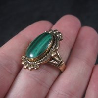 Vintage 12K GF Southwestern Malachite Ring Size 8