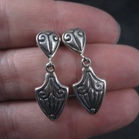 Sterling Silver Art Deco Style Earrings NOS 1990s