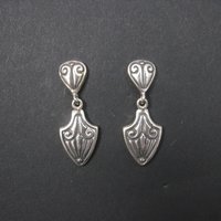 Sterling Silver Art Deco Style Earrings NOS 1990s