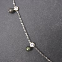 Vintage 14K Peacock Pearl CZ Necklace 17 Inches