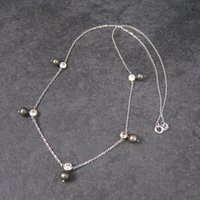 Vintage 14K Peacock Pearl CZ Necklace 17 Inches