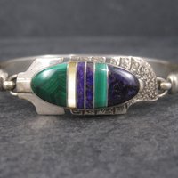 Estate Navajo Inlaid Feather Bracelet 6 Inches G Howe