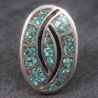 Southwestern Turquoise Chip Inlay Ring Size 9.5