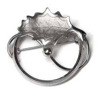Vintage Reis Sterling Leaf Circle Brooch