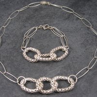Vintage Modern Sterling Necklace Bracelet Jewelry Set
