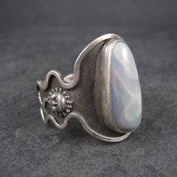 Huge Mens Celestial Moon Star Black Opal Ring Size 19