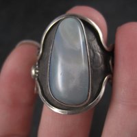 Huge Mens Celestial Moon Star Black Opal Ring Size 19