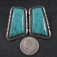 Large Vintage Sterling Turquoise Earrings Betty Bitsie