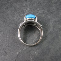 Estate Turquoise Leaf Ring Sterling Size 4.75