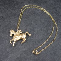 Vintage 14K Pegasus Pendant Winged Horse Necklace