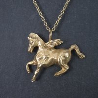 Vintage 14K Pegasus Pendant Winged Horse Necklace