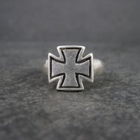 Mens Vintage Sterling Maltese Iron Cross Ring Size 12