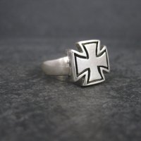 Mens Vintage Sterling Maltese Iron Cross Ring Size 12